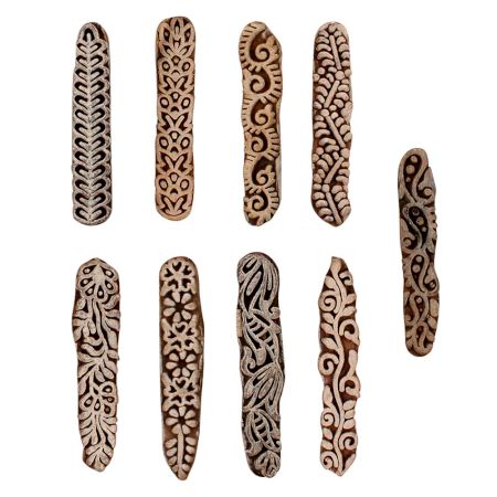 Set of 9 Piece New Mix Wooden Printing Blocks